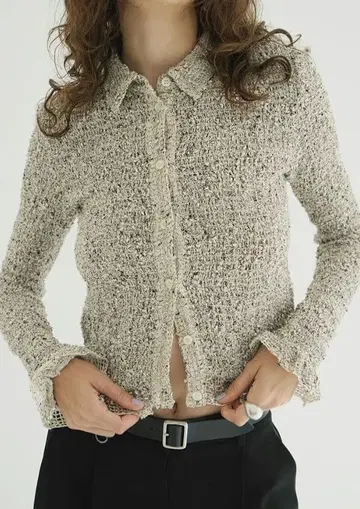 CLANE MIX MESH GATHER SHIRT 클라네 아이보리 1