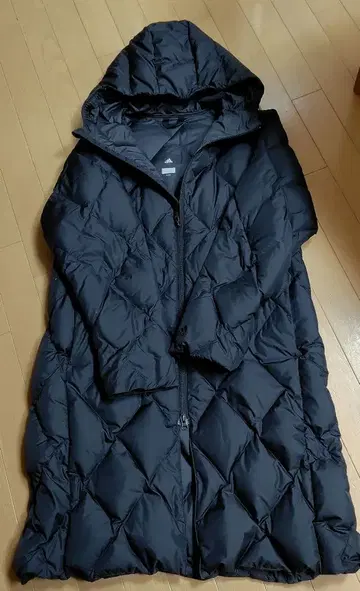 adidas 여성용 후드 부착 벤치 코트 롱 다운 자켓 블랙