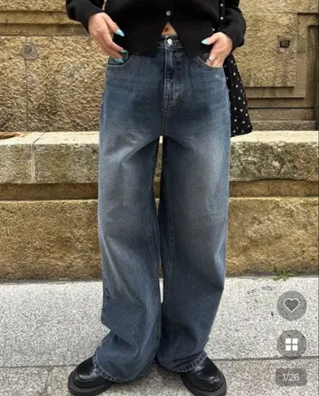 JSFWUE2673 워시 스트레이트 블랙 데님 팬츠