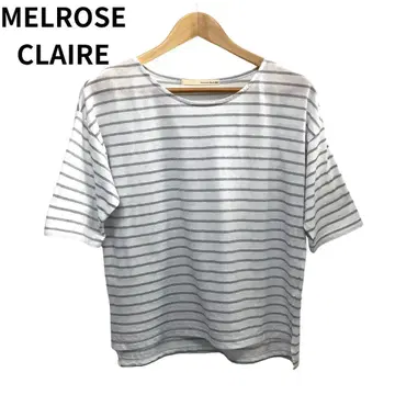 멜로즈클레어 보더 반팔 T셔츠 화이트 여성용 면 둥근넥