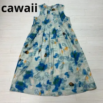 cawaii 초여름의 싱그러운 과일 모티브 아트 미디엄 원피스