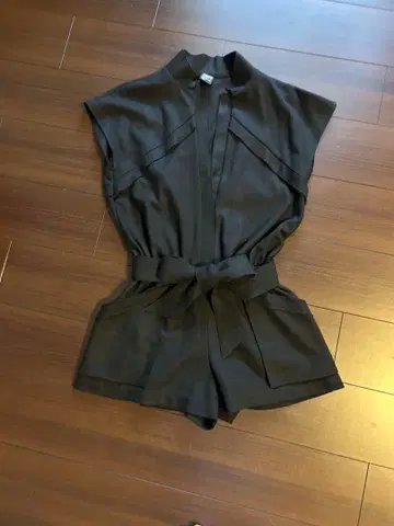 더블 스탠다드 올인원 살로펫 울 허리 리본 블랙