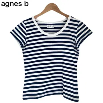 아네스베 일본제 보더 여성용 반팔 코튼 T셔츠 면 둥근넥