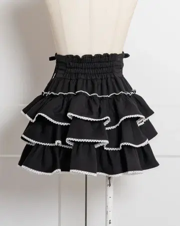 pium 드로스트 벨트 티어드 프릴 스커트