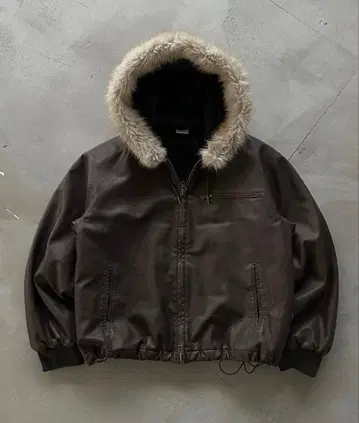 wish for ever 퍼 자켓 브라운