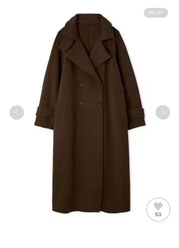 브라운 더블 브레스트 롱 코트 emmi 새상품