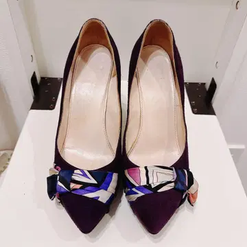 에밀리오 푸치 보라색 리본 포함 하이힐 펌프스 36.5 사이즈