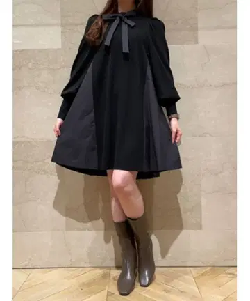 snidel A라인 미니 니트 콤비 원피스 블랙