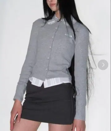 CRANK 그레이 긴팔 가디건 버튼 포함