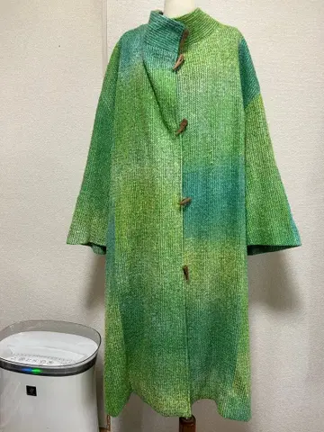 오타루 직물 아틀리에 Kazu 수직 그라데이션 실크 롱 코트 6883#