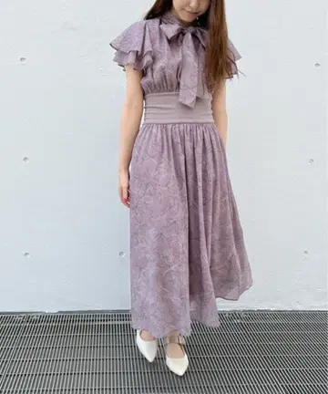 플레어 슬리브 허리 리브 원피스