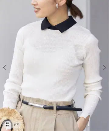 이에나 IENA 홀 리브 카라 부착 풀오버 화이트 택 포함 새상품