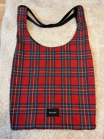 BEAMS 체크 무늬 토트백
