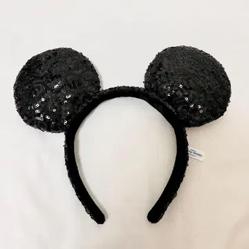 디즈니 스팽글 머리띠 블랙 미키