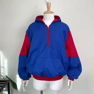 80s 90s USA RENNOC 하프 지퍼 나일론 후디