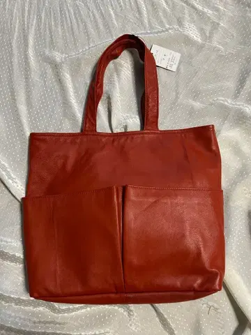 양가죽 토트백 주홍색
