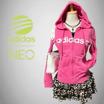 adidasneo 지퍼 후드티 핑크 Y2K 헤이세이 갸루 그런지