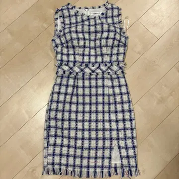 JEWELS 체크 무늬 프린지 미니 드레스