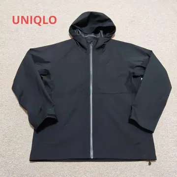 유니클로 블록 테크 후드티 블랙