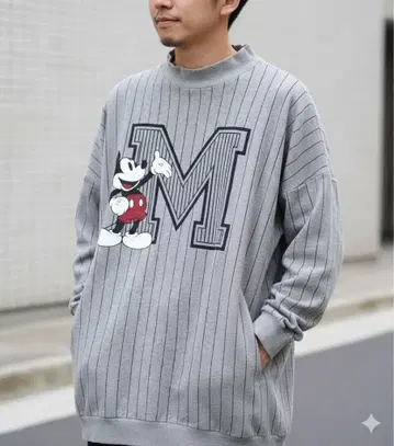 Disney 빅 루즈 맨투맨 미키 오버 사이즈 스트라이프 긴팔