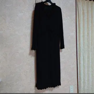 택 없음 블랙 니트 원피스 포멀 원피스