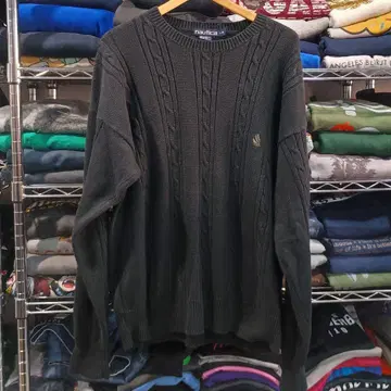 빈티지 USA 구제 의류 노티카 로고 자수 코튼 니트 블랙 컬러