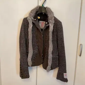 해리스 트위드 체크 자켓 38