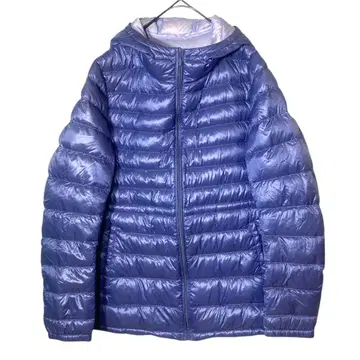 유니클로 후드 부착 라이트 퍼플 다운 자켓 M 새상품급