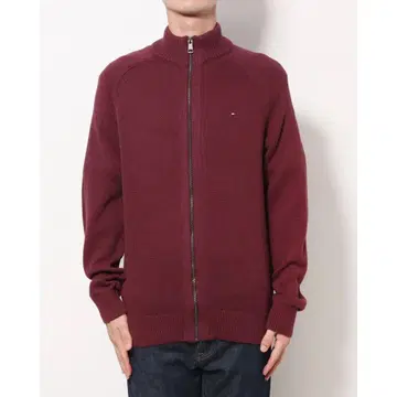 버건디 집업 니트