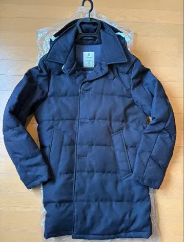 오리히카 네이비 후드 부착 롱 다운 자켓