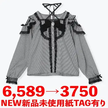 [NOEMIE] 새상품 리본 초커 넥 오픈 숄더 블라우스