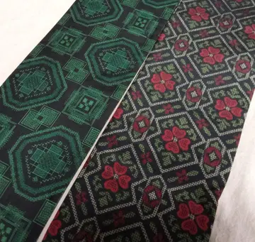 No.1764 오시마 명주 순수 실크 반폭 오비, 헤코 오비 핸드메이드