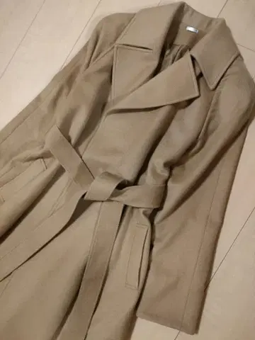 캐시미어 100% 카멜 베이지 롱 코트 벨트 포함 9ML