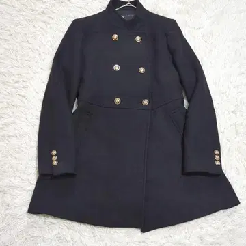 컨디션 최상 M 자라 더블 브레스트 하이넥 울 블렌드 코트 골드 버튼
