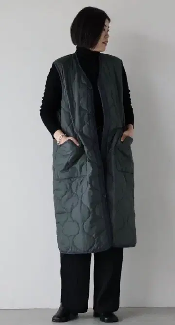 HYKE 퀼팅 롱 베스트