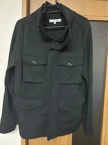 블랙 울 혼방 피 코트