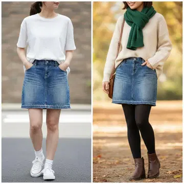 유나이티드 애로우즈 데님 미니 스커트 유즈드 가공 타이트 데미지 M