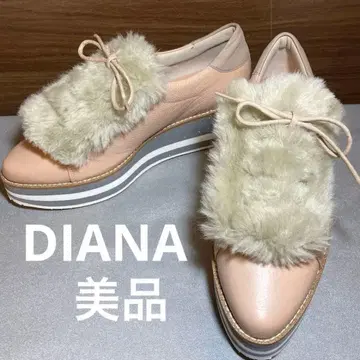 레어 다이애나 글리터 통굽 가죽 레이스업 스니커즈 퍼