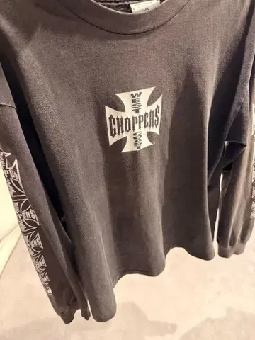 00s west coast choppers 소매 프린트 긴팔 티 페이드