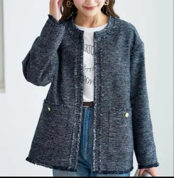 BELLUNA rejouir 트위드풍 프린지 자켓 (LL)