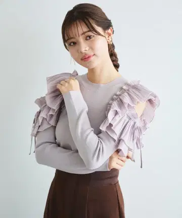 플리츠 프릴 도킹 니트