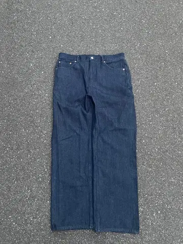 FIRST DOWN 배기 립진 데님 L 인디고