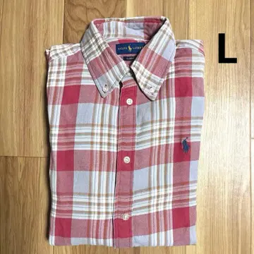 랄프 로렌 클래식 핏 플란넬 셔츠 [ L ] 레드&그레이