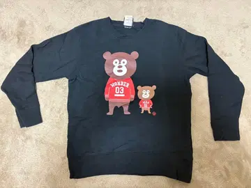 [2개 세트] BEAMS T 곰 프린트 맨투맨 블랙