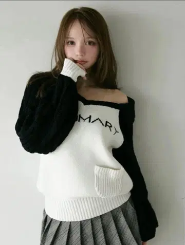 Marie knit tops Black Andmary 앤드마리