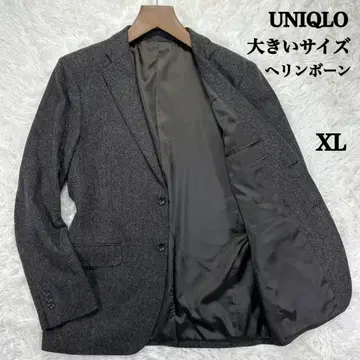 [ 빅 사이즈 ] 유니클로 헤링본 테일러드 자켓 브라운 XL