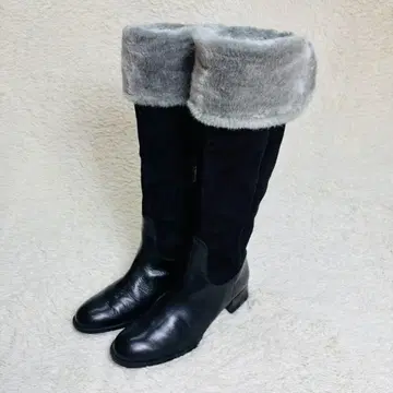 트루사르디 스틸레 보아 롱 부츠 지퍼 가죽