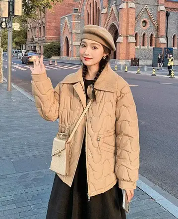 베이지 퀼팅 자켓 블루종 코트 아우터 겉옷