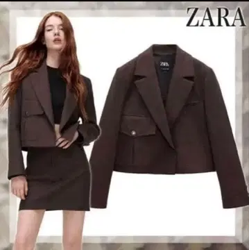 주말 가격 인하 중 ZARA 브라운 크롭 자켓
