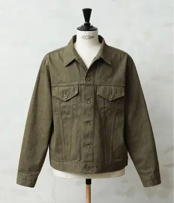 WAIPER 영국군 빈티지 그린 데님 트래커 자켓